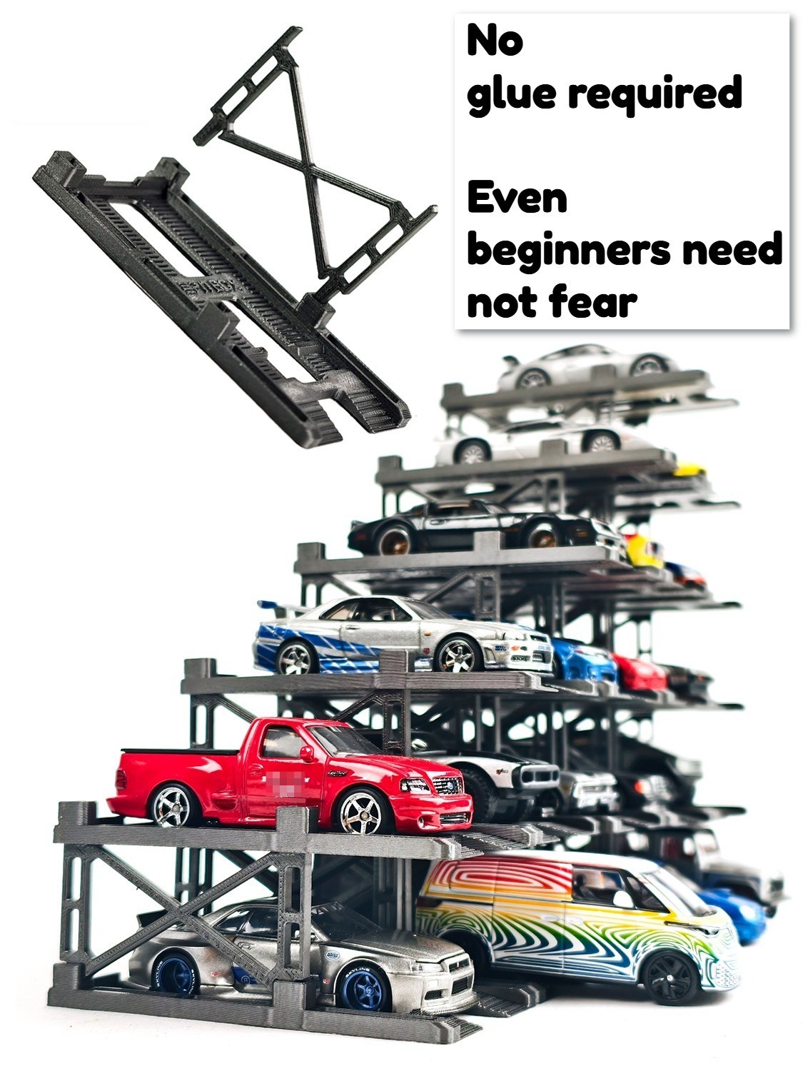 US Diorama 1/64 Parking Rack Model Set Garage Magnetic Acrylic Display Case Gift