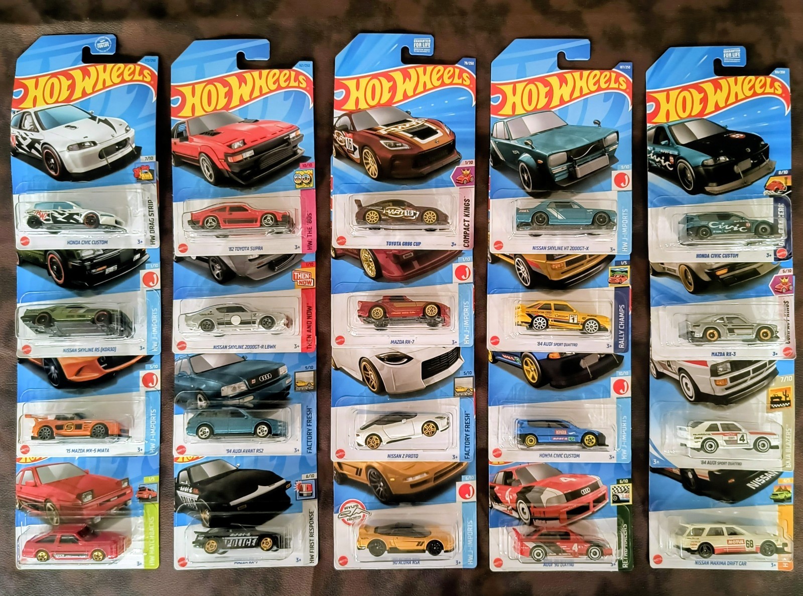 Hot Wheels JDM Lot Of 20 Honda Civic Toyota Supra Nissan Skyline Diecast Toy Car