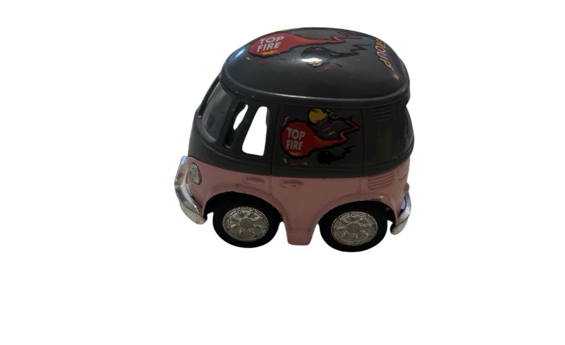 Vtg VW Volkswagon Beetle Flower Power Diecast 3.5” Pullback Car Kintoy