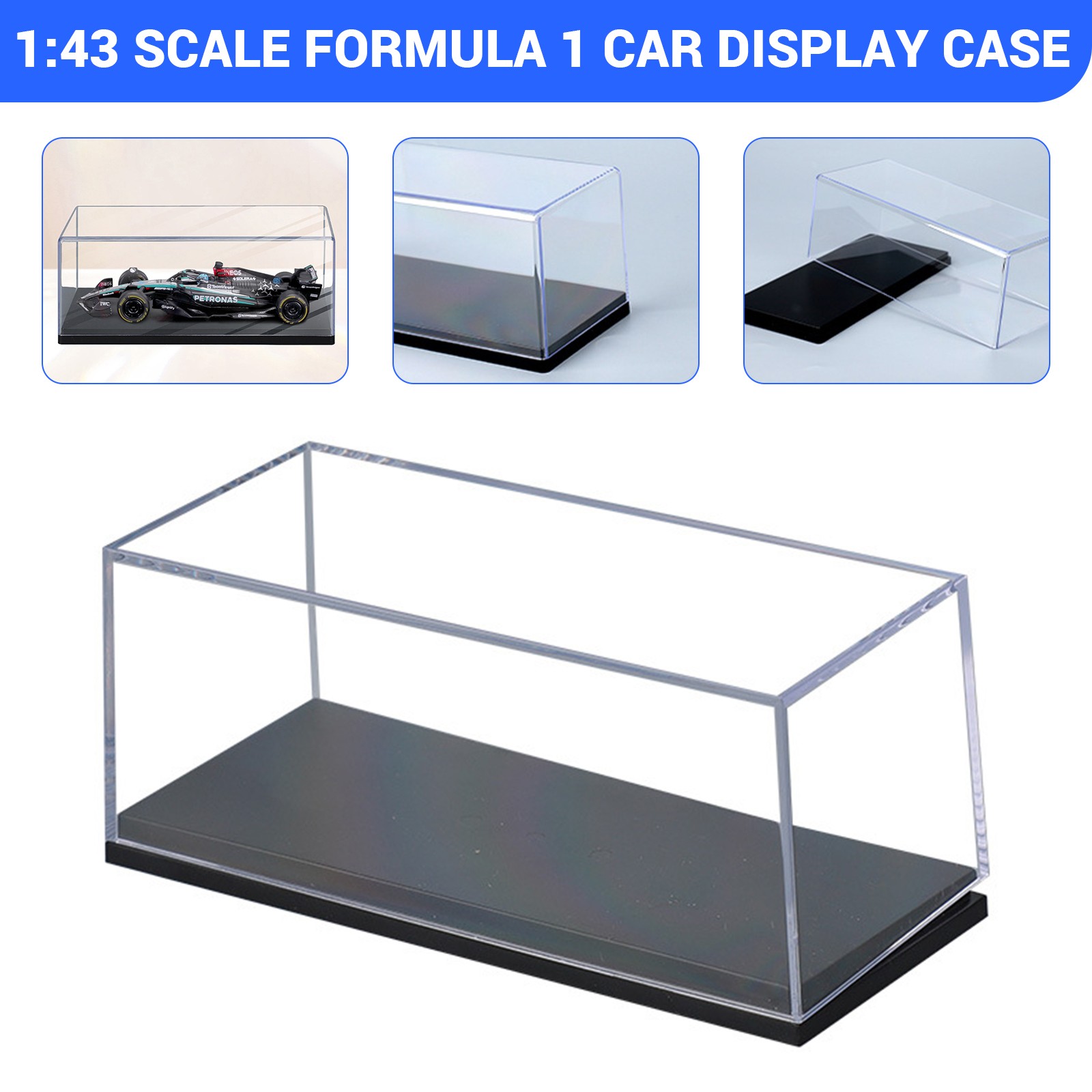 1:43 Model Acrylic Display Case with Base, Stackable Toy Car Storage Organizer