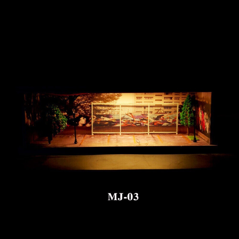Diorama 1/64 Die-Cast Car Garage Model LED Street Parking Lots Display Scene US
