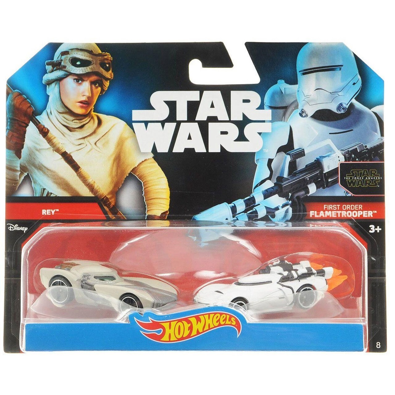 Star Wars Hot Wheels Rey v First Order Flametrooper Character Cars Set of 2 Cars
