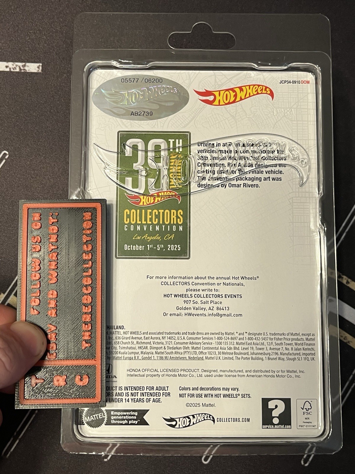 Hot Wheels 2025 Convention – 1999 Honda Civic Type R EK9 – 5577 of 6200