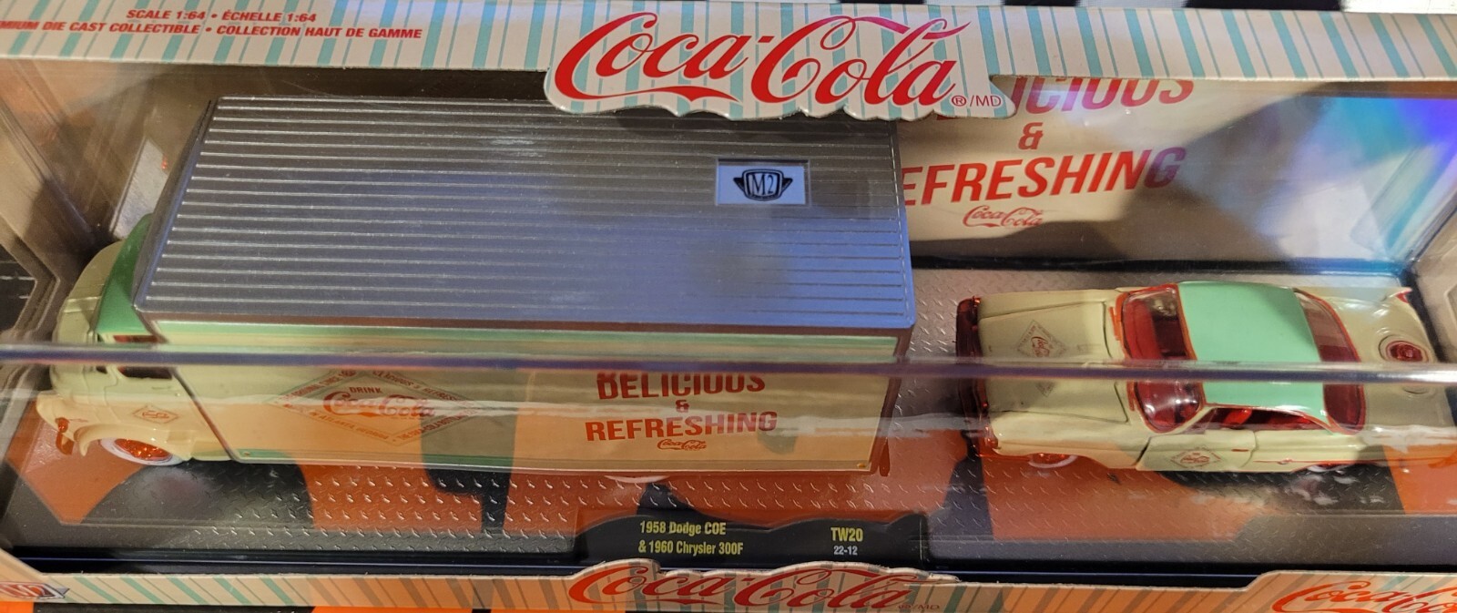 2023 M2 MACHINES 1958 DODGE COE & 1960 CHRYSLER TW20 22-12 ” CHASE ” COCA-COLA
