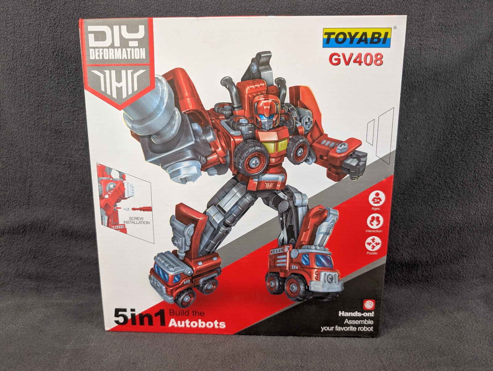 NEW 5-in-1 Build The Autobots Robot Toys DIY Transformer TOYABI GV408 Fire Truck