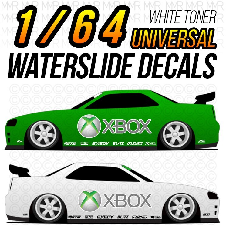 1/64 Scale PLAYSTATION XBOX White Toner Universal WaterSlide Decals Hot Wheel