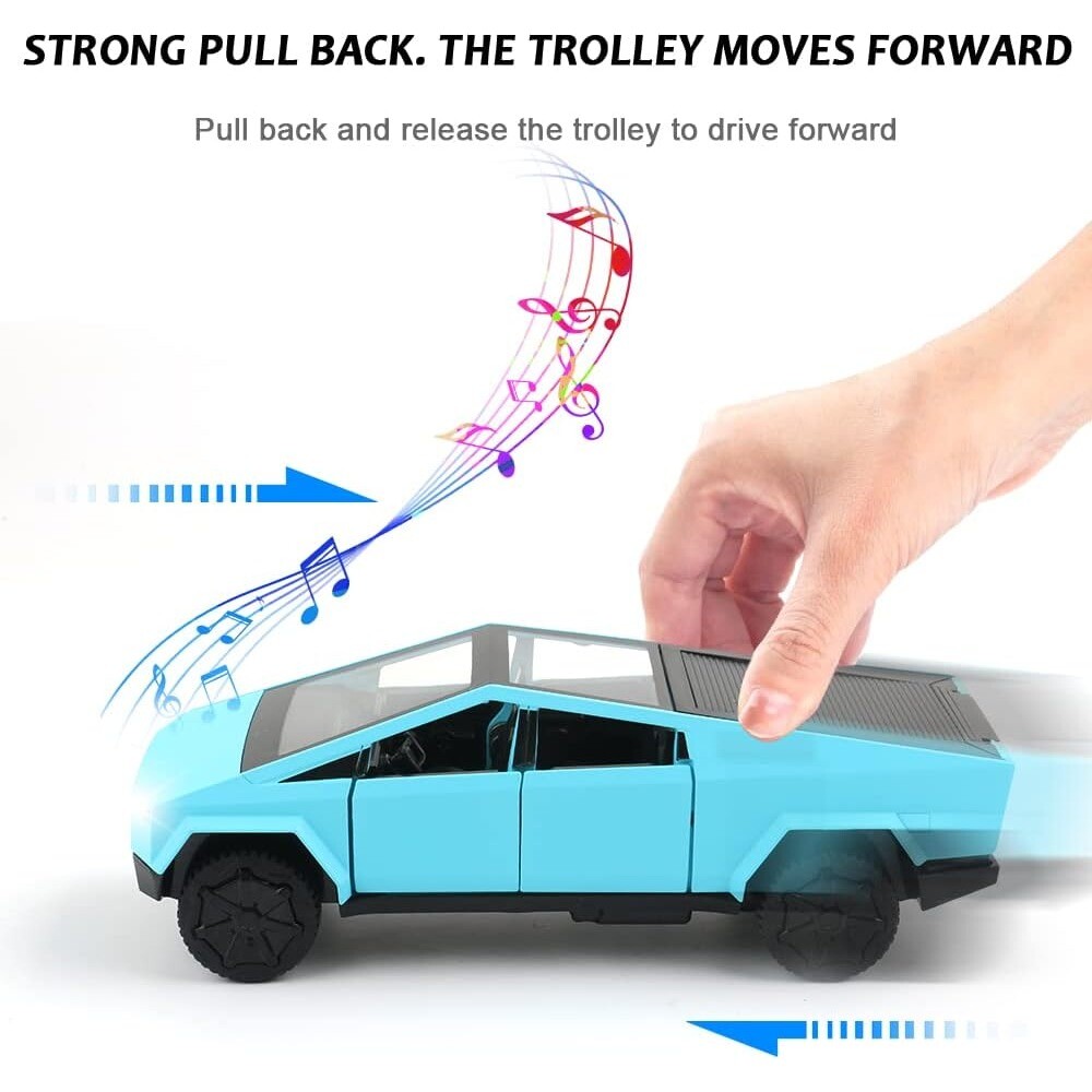 1/32 Scale Tesla Pickup Truck Alloy Car Model Diecast Metal with Sound Light