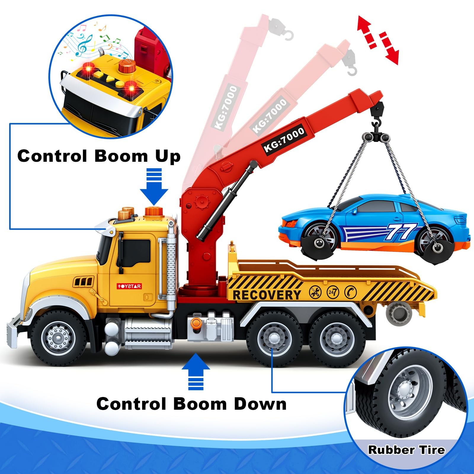 15″ Large Tow Truck Toy, Toy for 3 4 5 6 Years Old Boy Toddlers, Truck Vehicl…