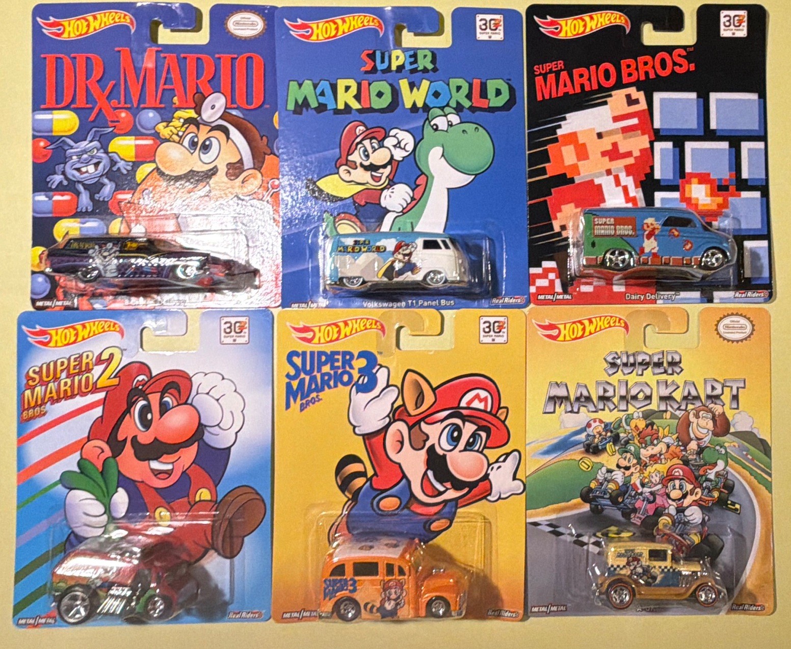 Hot Wheels Pop Culture Super Mario Real Riders 1:64 complete set of 6 BRAND NEW