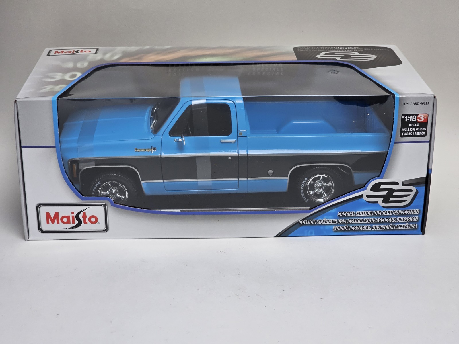 Maisto 1:18 1974 Chevrolet C10 Cheyenne Blue Black Pickup Truck NIB Costco SE