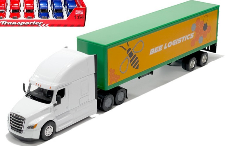 Welly 1:64 Freightliner Cascadia Tractor/Trailer Truck – Transporter – 3 Colors