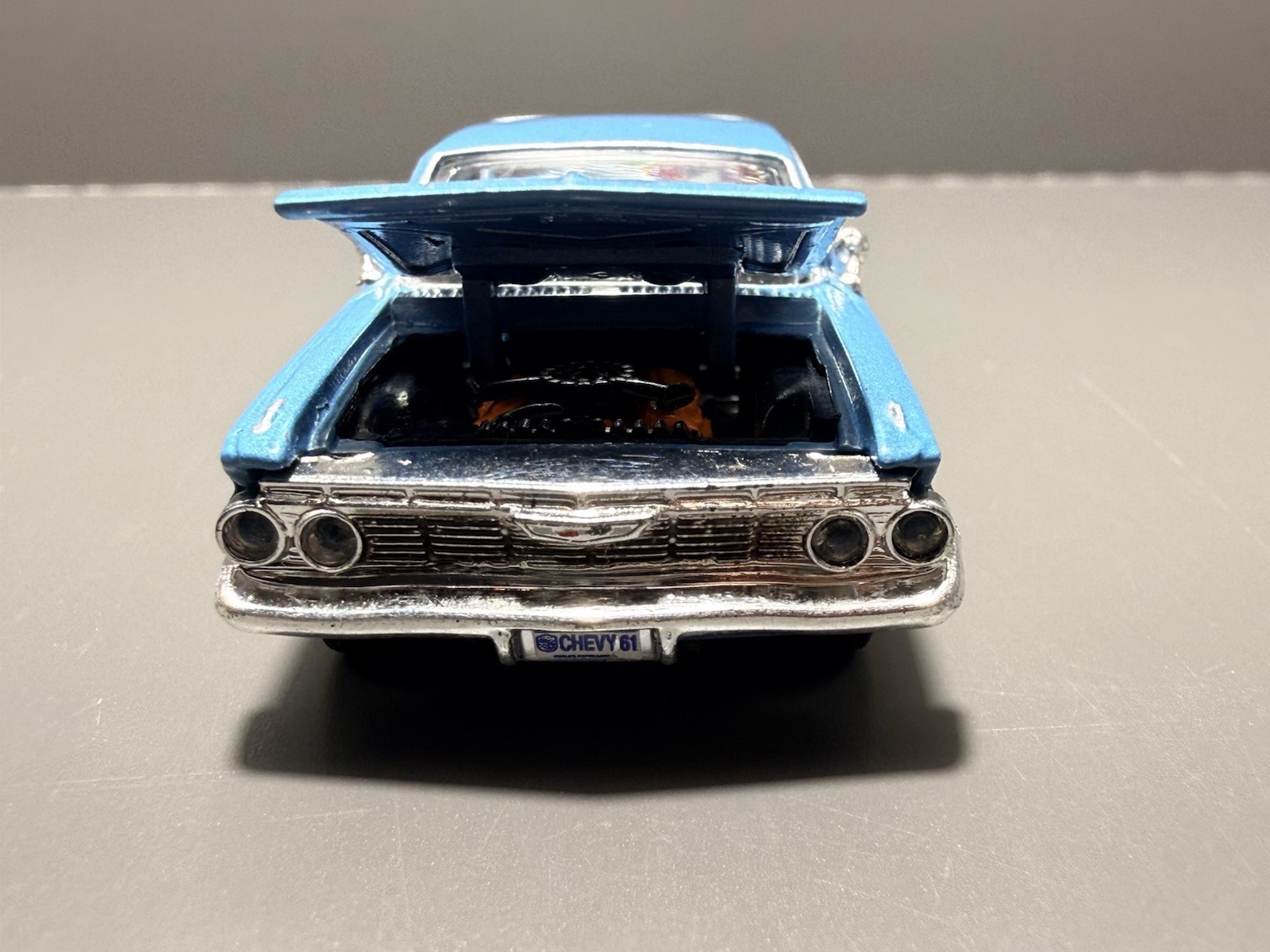1961 61 Chevy Impala SS 409 Blue Opening Hood & Trunk 1/64 Scale