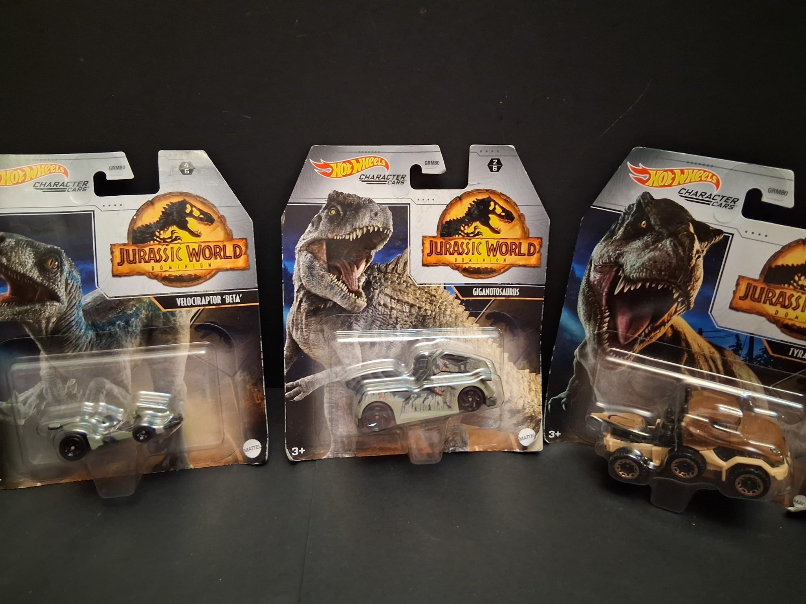2022 Hot Wheels Jurassic World Dominion Dinosaur Character Car lot of 3 Cars