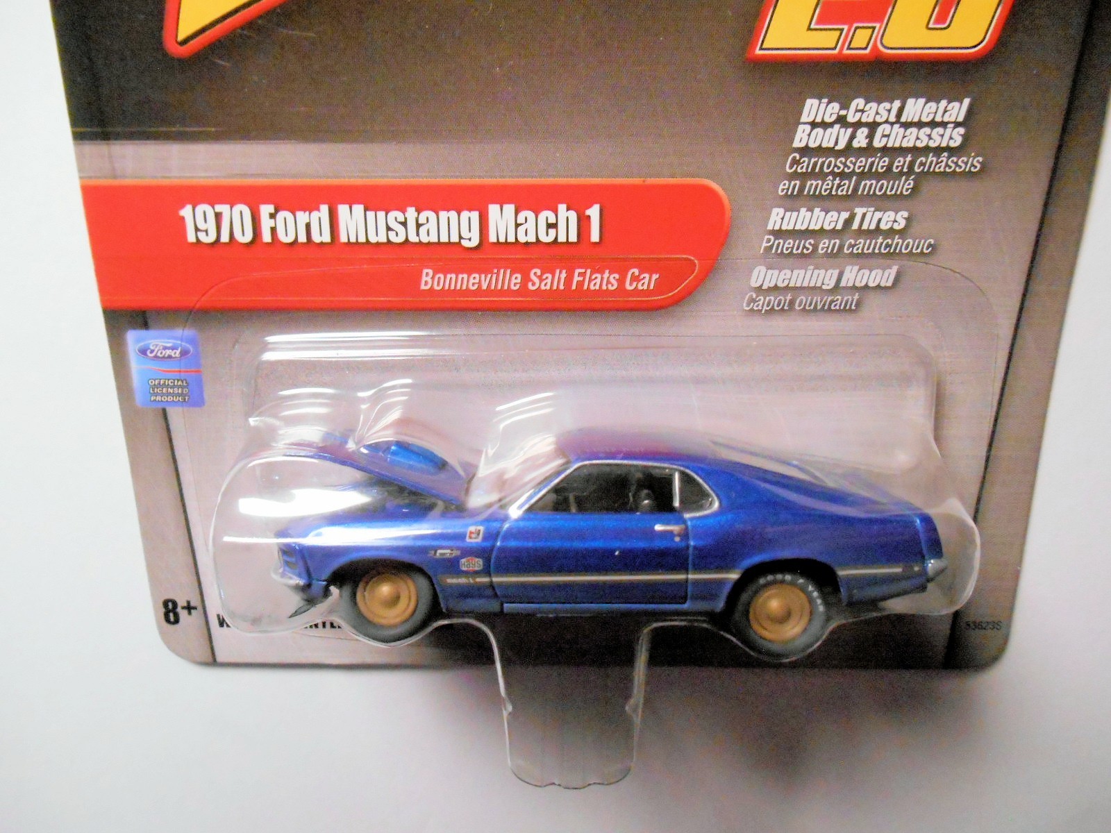 2.0 SERIES BLUE 1970 FORD MUSTANG MACH 1 RUBBER TIRE DIE-CAST JOHNNY LIGHTNING