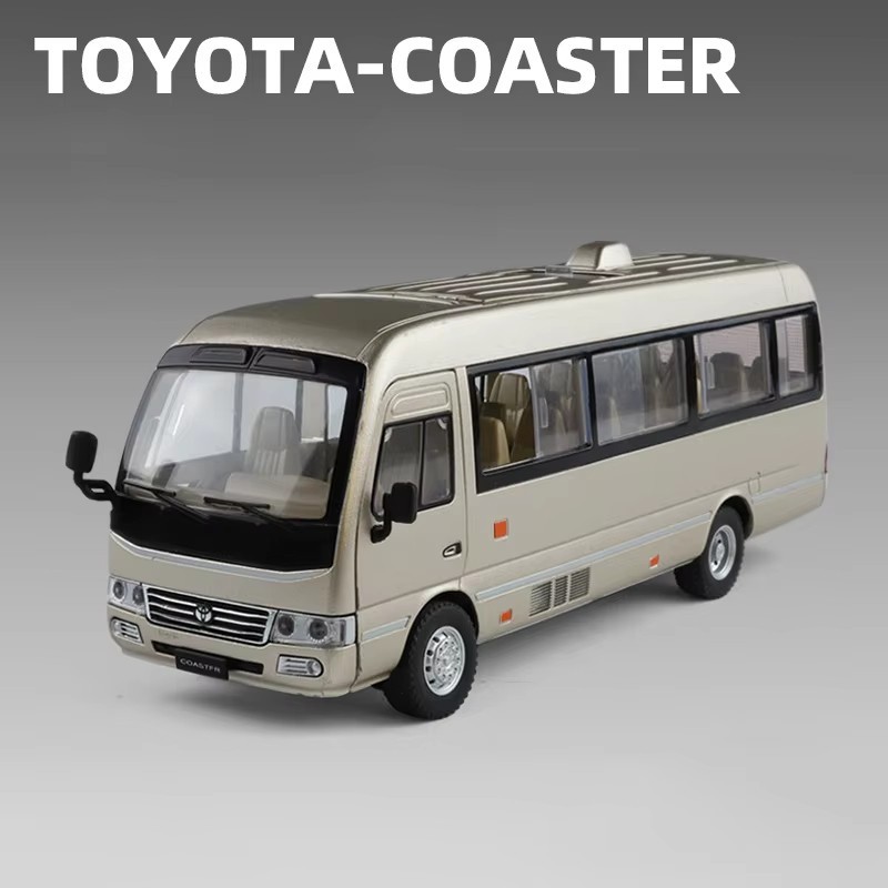 1:24 Toyota Coaster Diecast Model Car w/ Sound Light Pull Back Toy Gift