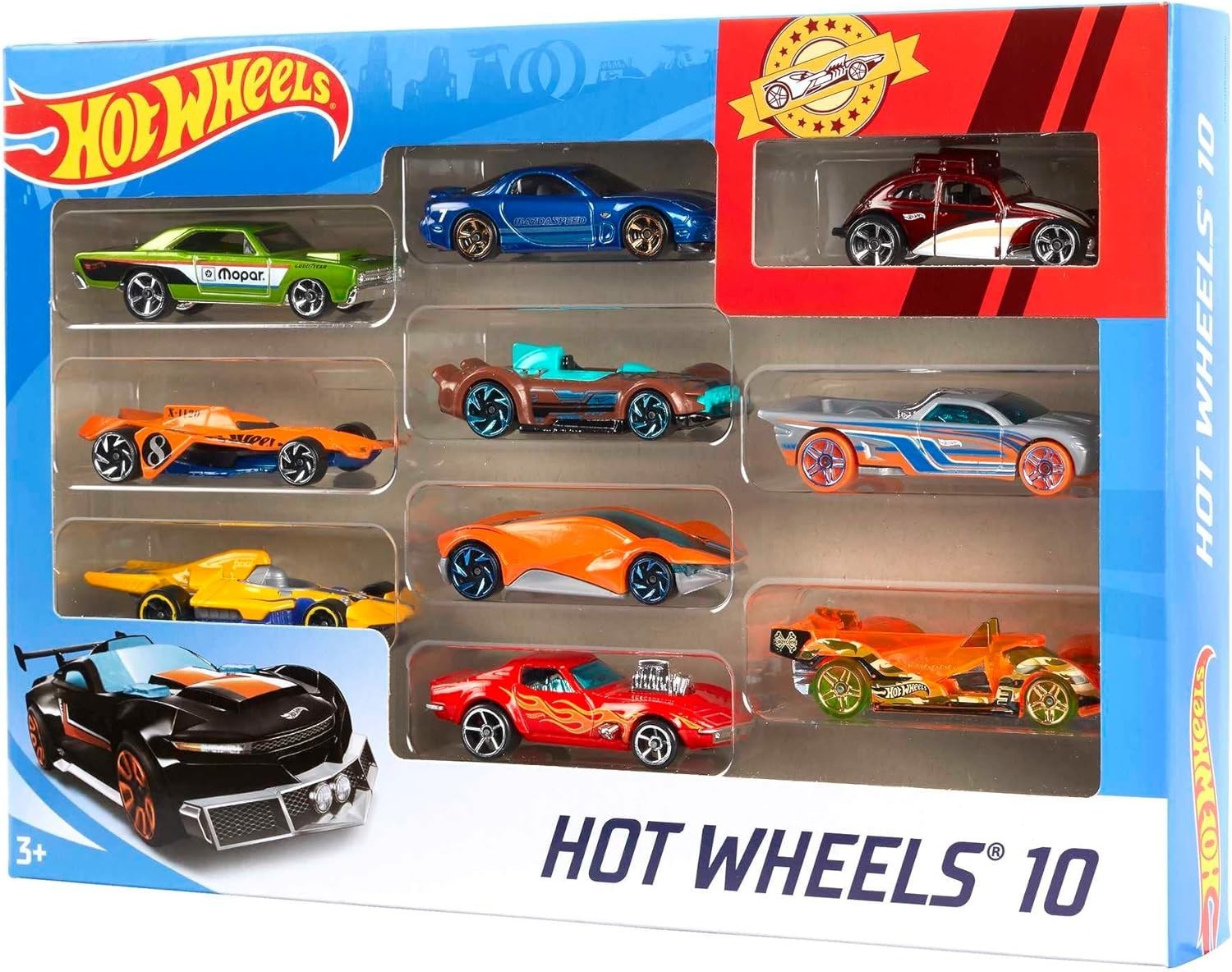 Hot Wheels 10-Pack Metal Toy Cars 1:64 Scale Collectible Playset for Kids