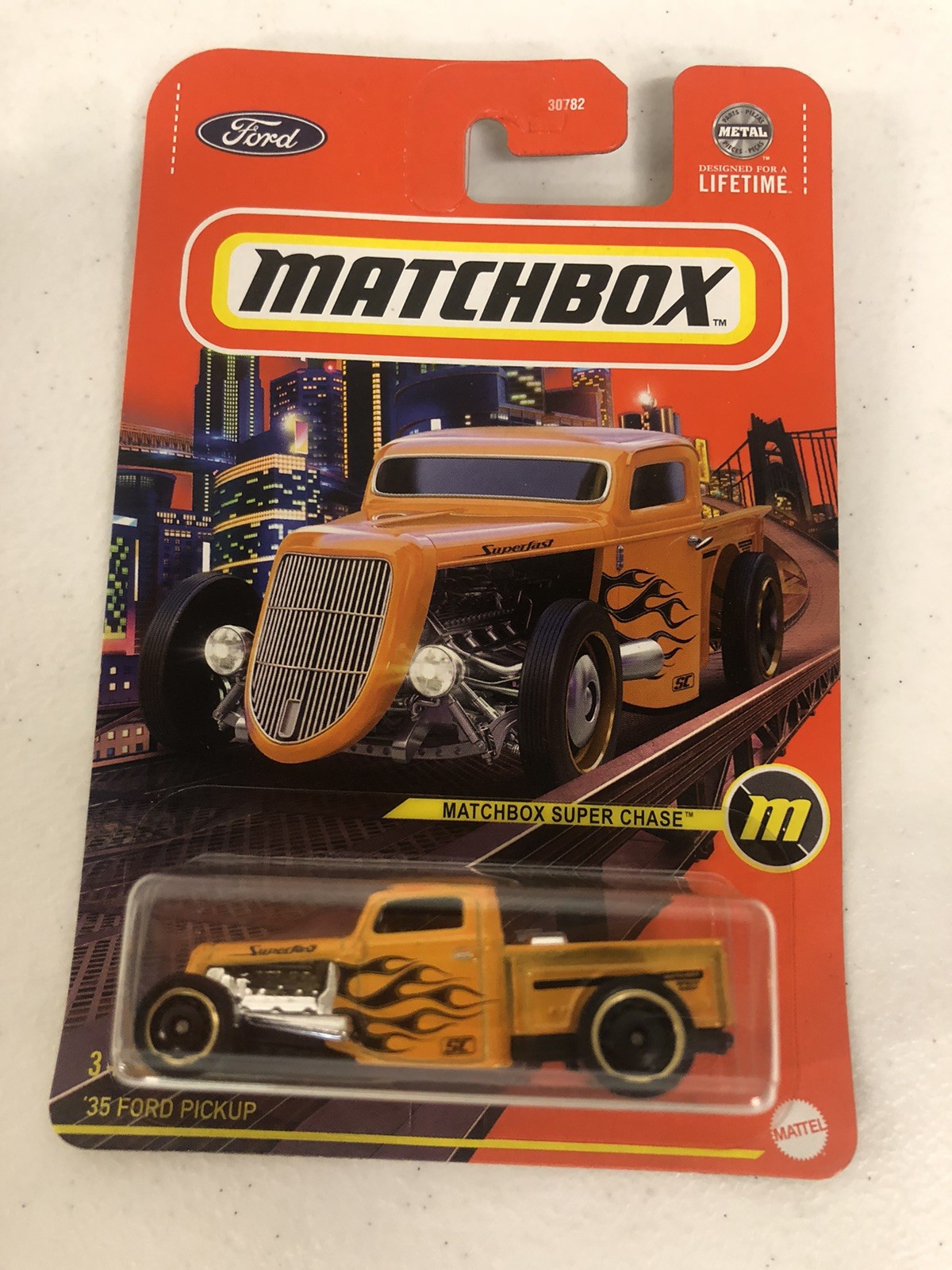 1935 Ford Pickup Orange Matchbox Super Chase 1:64