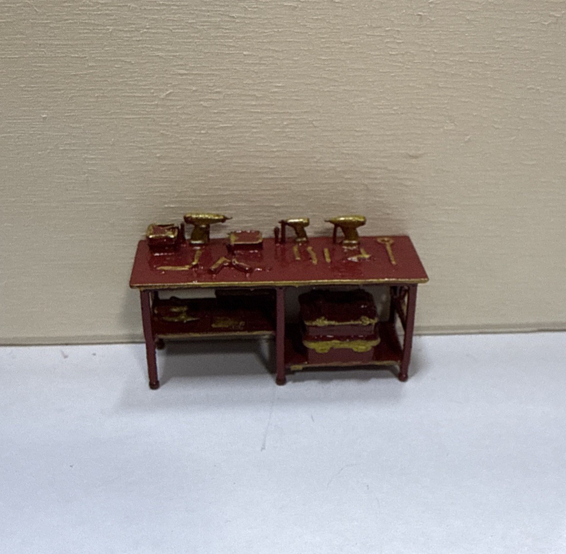 1:64 Workbench Garage Workshop Prop Painted Red & Yellow – Made & Shipped In USA