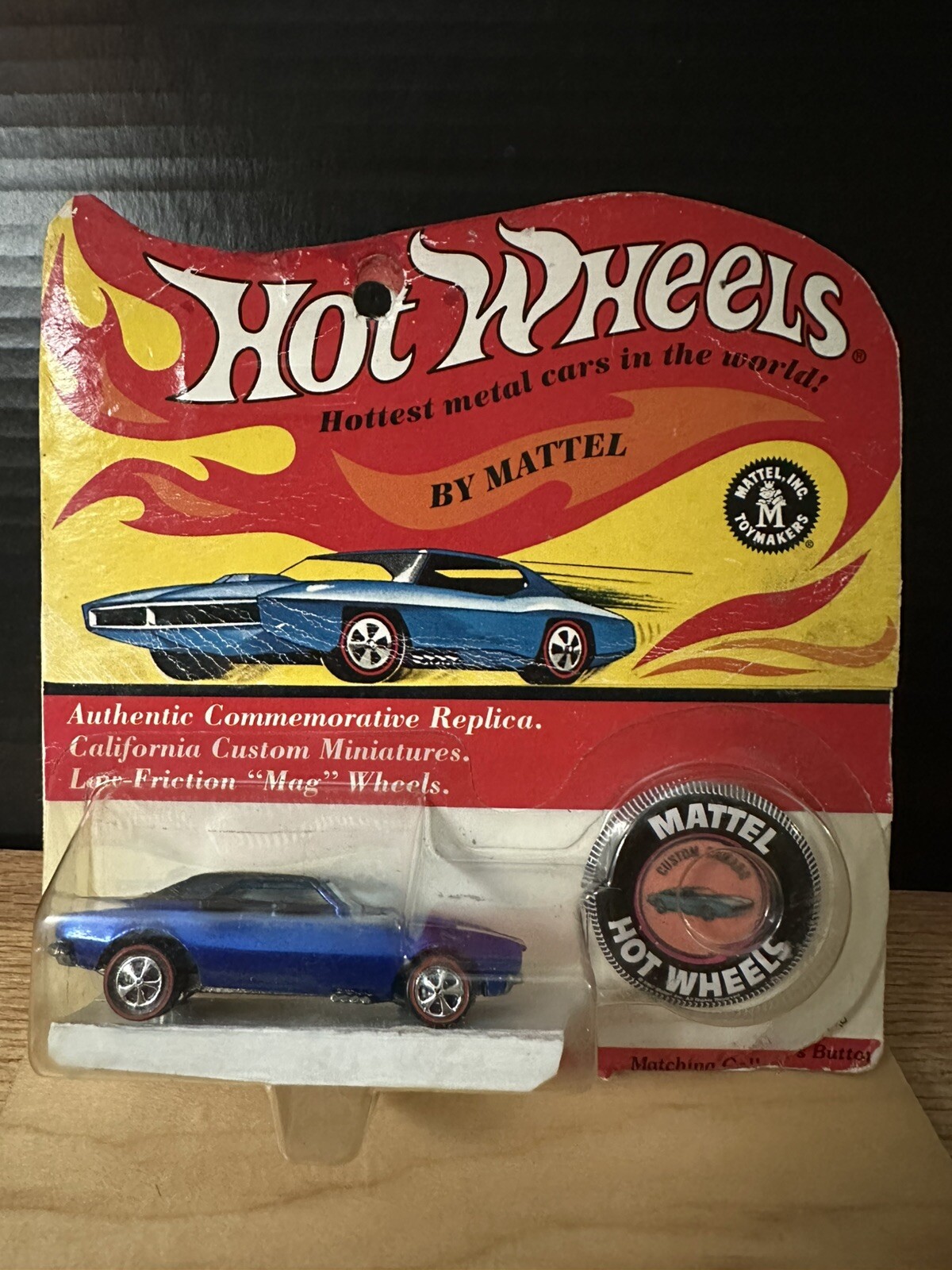 hot wheels 67 camaro Redlines Restoration/ Custom Build Blue W/ Blister & Button