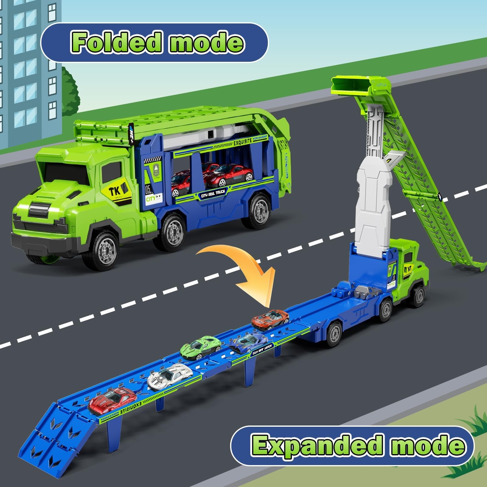 Kids Toys for 3 4 5 6 7 8 Years Old Boys, 3 in 1 Carrier Truck Transport Car …