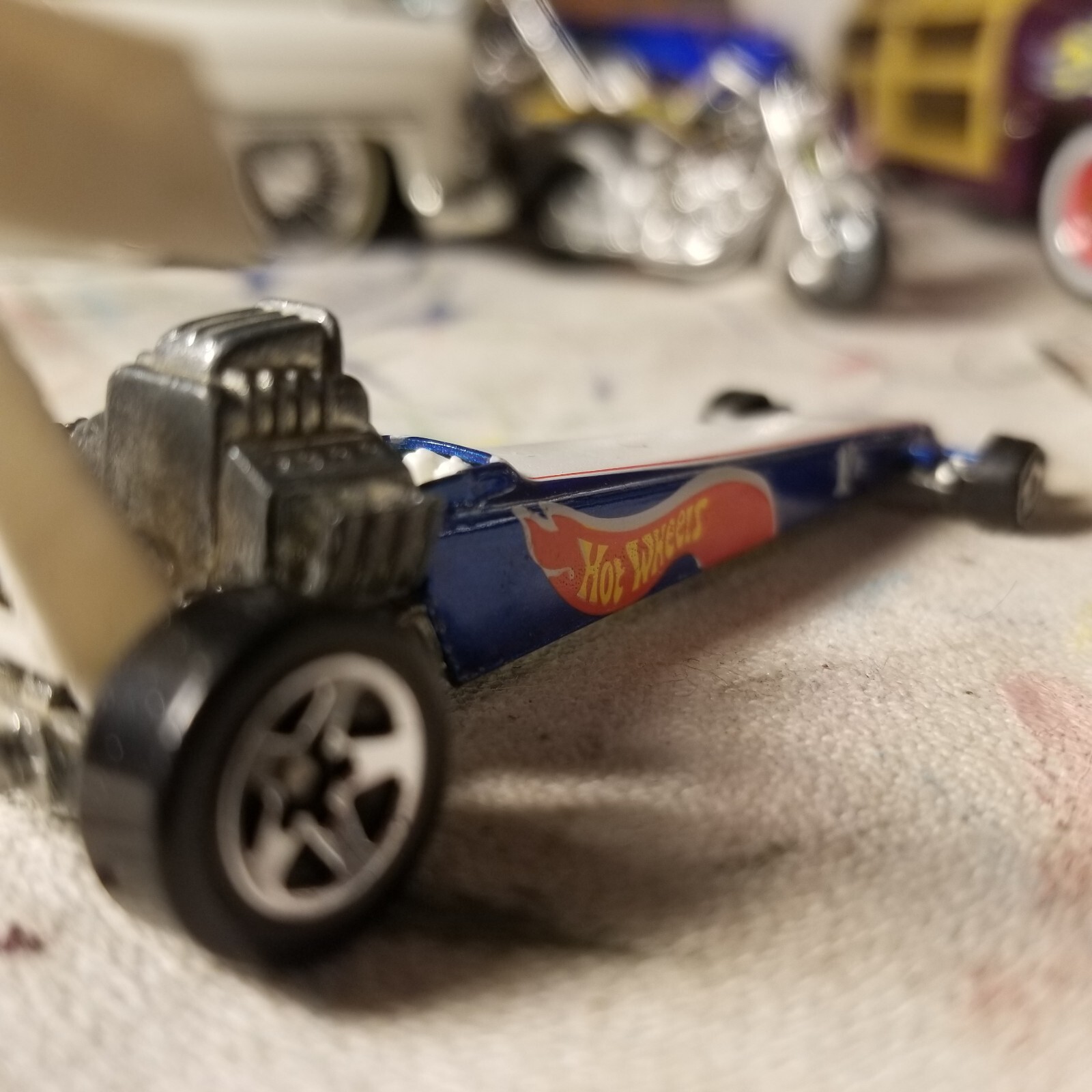 Hot Wheels Blue Race Team Dragster 1T/F w/5 Spoke Wheels Blue 1992 Malaysia