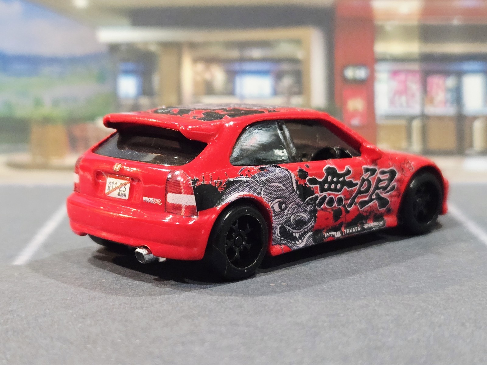 😎👍 CUSTOM Hot Wheels ’99 Honda Civic Type R (EK9) New Red Paint Real Riders