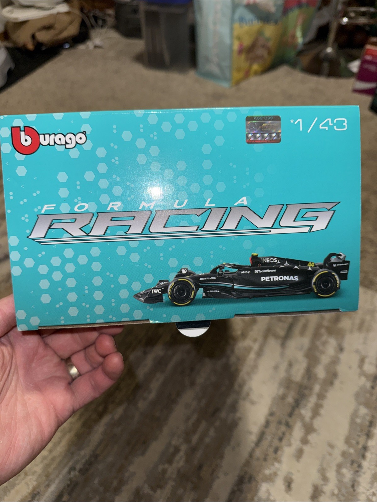 New Burago Mercedes AMG Petronas Racing Formula 1 F1 1:43 Scale Die Cast 6 Pack!