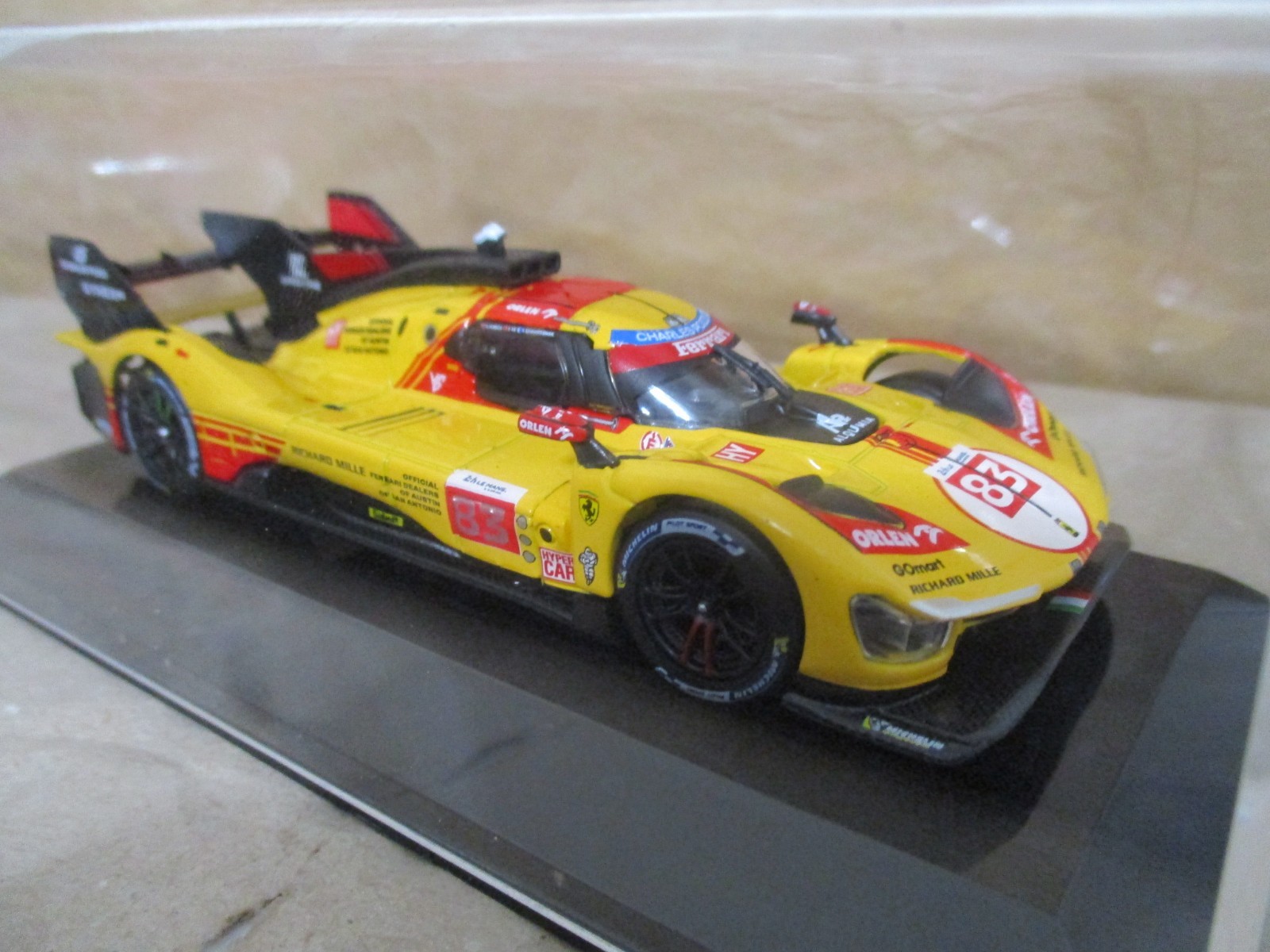 Bburago 24hr Le Mans #83 Ferrari AF Corse 499P in Red 1:43 diecast w/case
