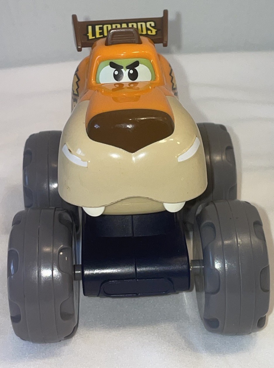 2 Animal Monster Trucks Pull Back Cars Push Button Crocodile Leopard