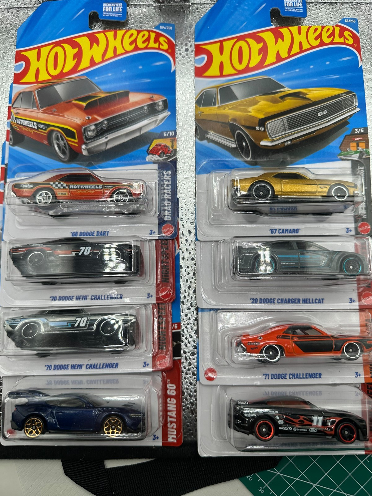 Hot Wheels 67 Camaro Gold, Mustang, Challenger ZAMAC, Charger etc. Lot Of 8