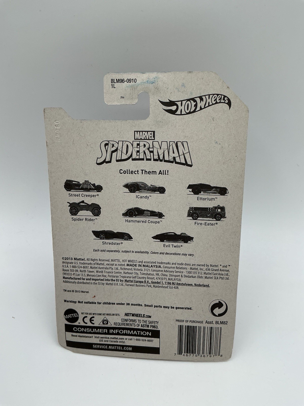 Hot Wheels Marvel Spider-Man Complete Set 2013 7 Of 8- Z 59