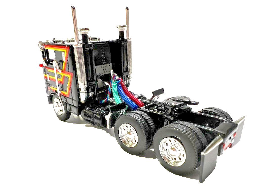 DCP FIRST GEAR 1/64 SCALE PETERBILT 352 CABOVER BLACK YELLOW ORANGE RED STRIPES
