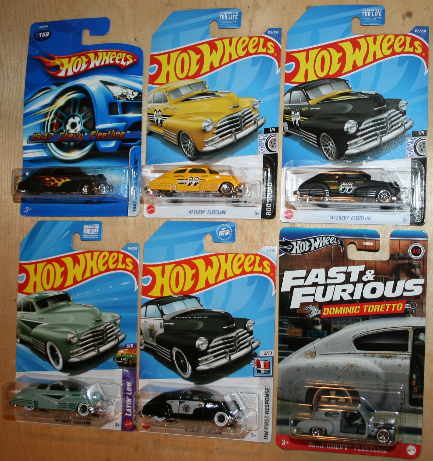Hot Wheels 47 CHEVY FLEETLINE Lot Of 6 2006-26 FAST & FURIOUS T-Hunt MOONEYES