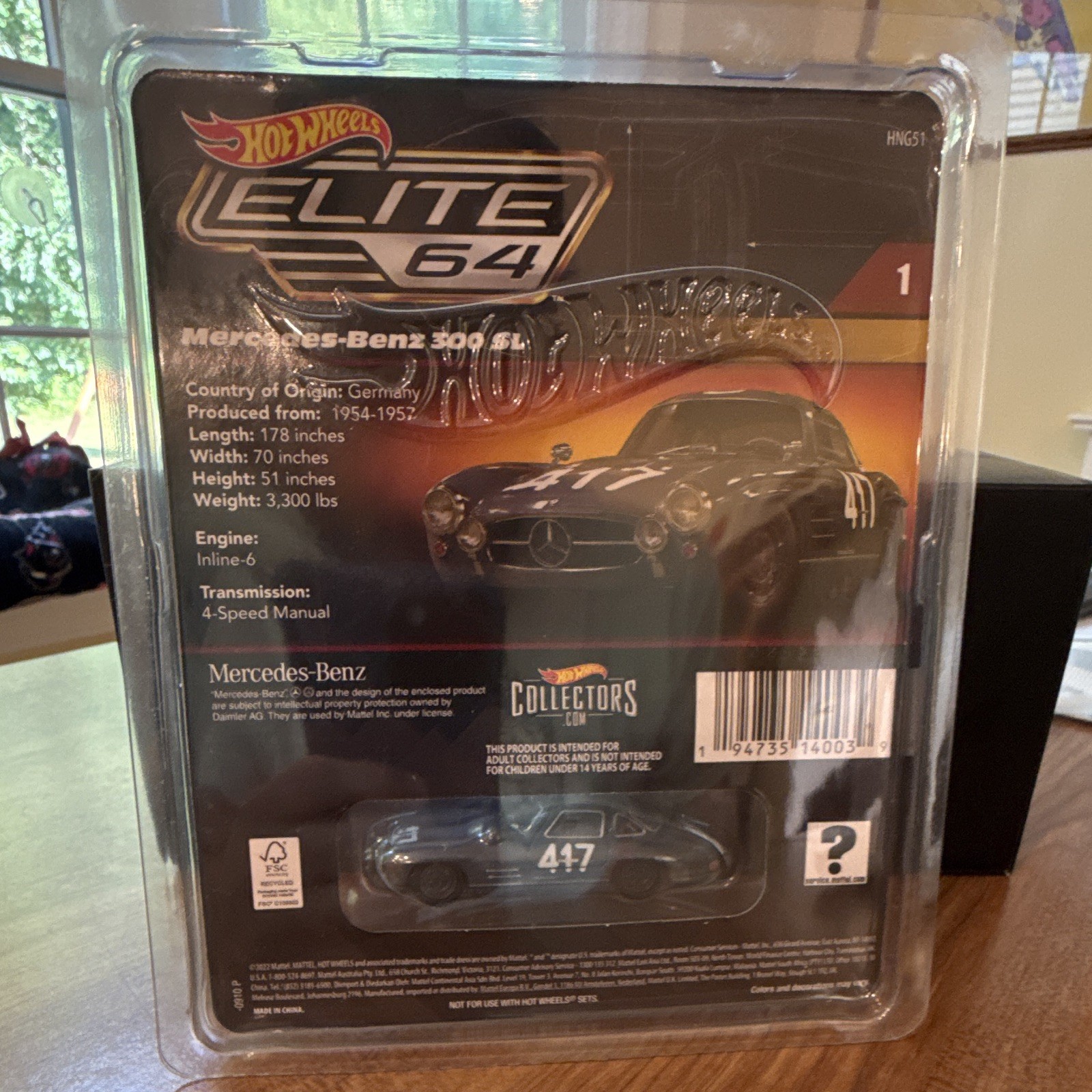 Hot Wheels Elite 64 Mercedes-Benz 300 SL 1:64 Gray Diecast Unopened