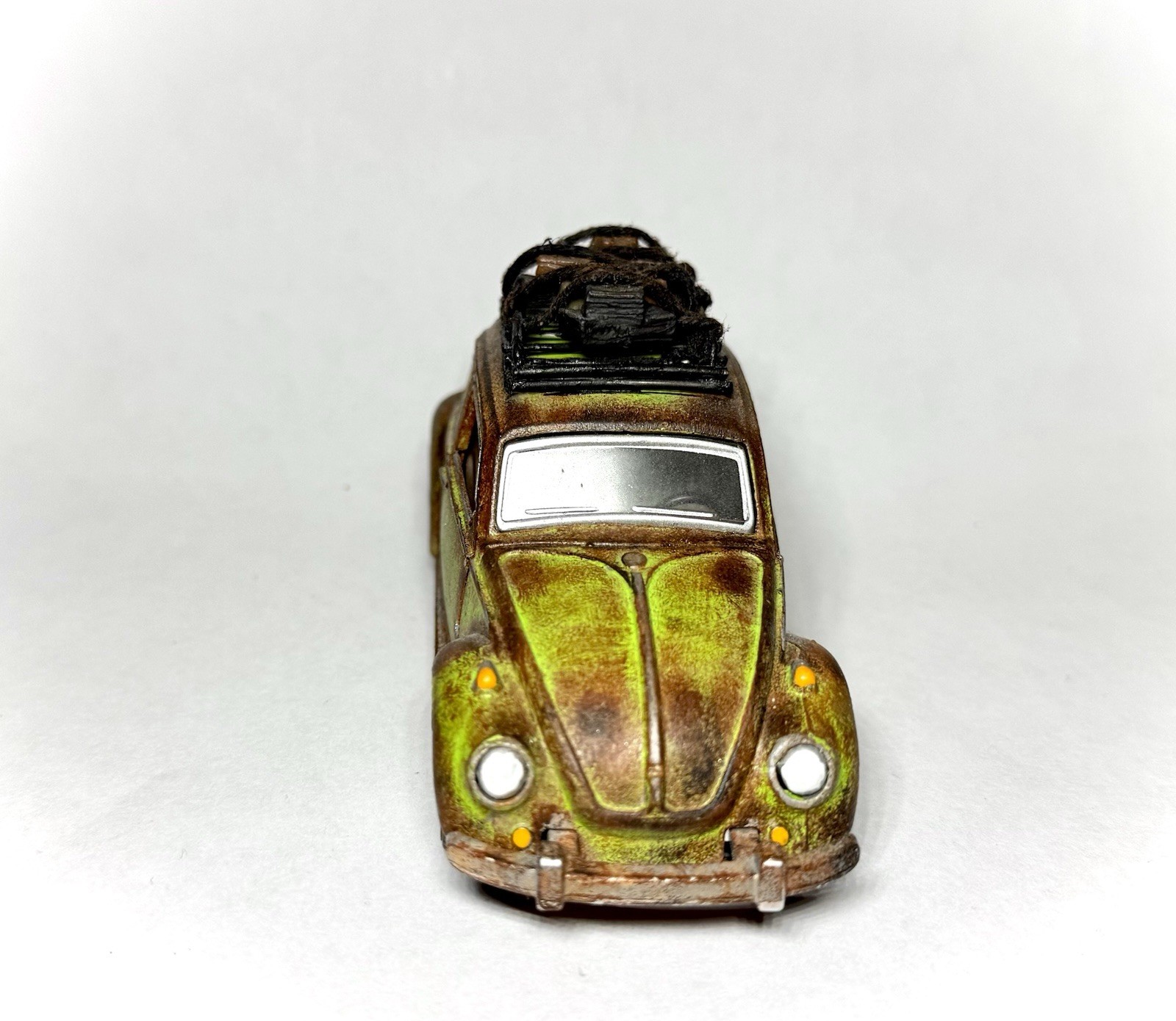 Custom 5″ Kinsmart 1/32 Green Volkswagen Beetle Hot Wheels Hand Painted Rat Rod
