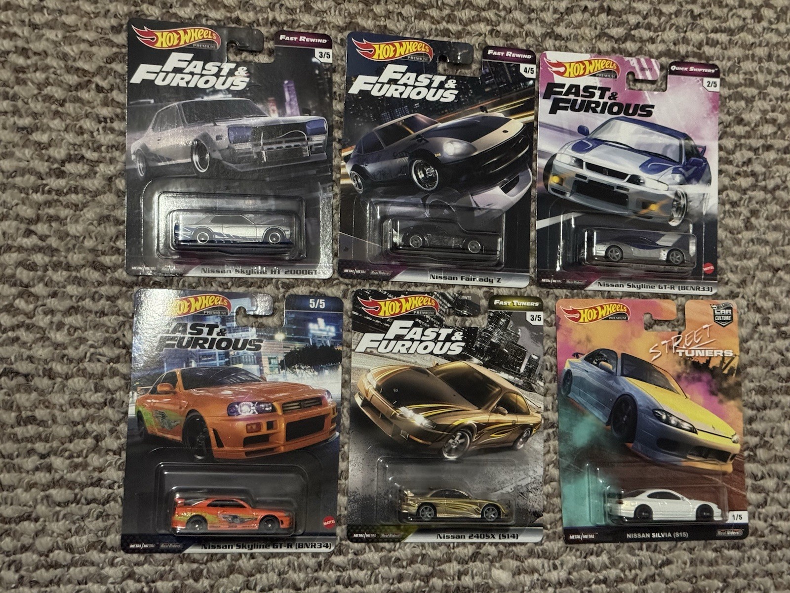 Hot Wheels Premium Fast Furious Nissan Skyline GT-R BNR34 1:64 Rewind Z S14 S15