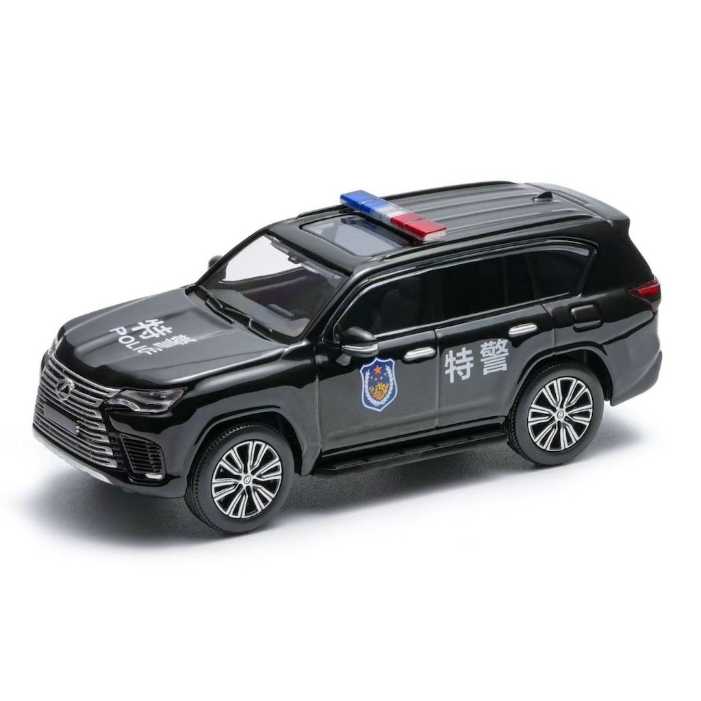 Masdi 1:64 Black Police 2022 LX600 Luxury SUV Sport Model Diecast Display Car
