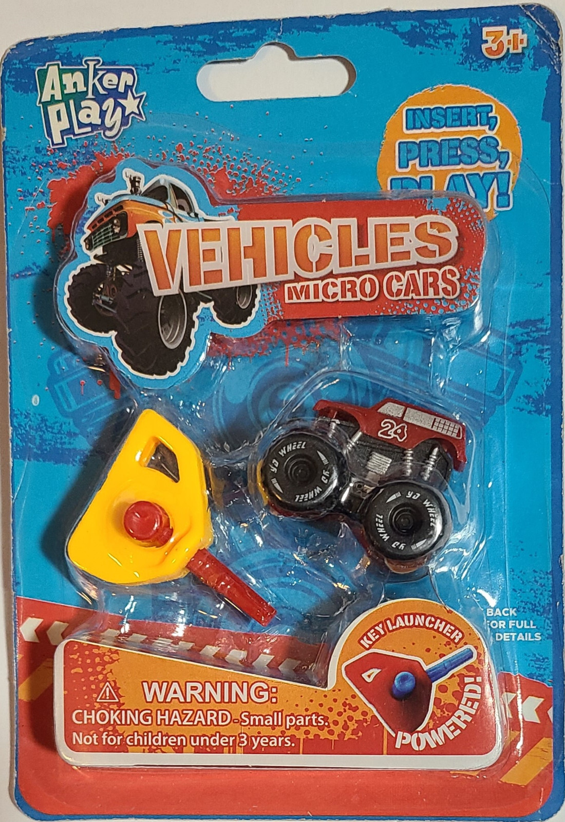 ANKER PLAY MIRCO CAR WIND UP KEY LAUNCHER INSERT, PRESS, PLAY VEHICLE 2017 NEW