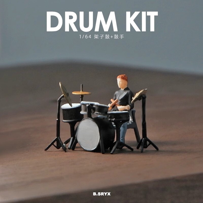 1/64 Scale Drum Kit Band Singer Guitar Player Miniature Figure Model Scene Props
