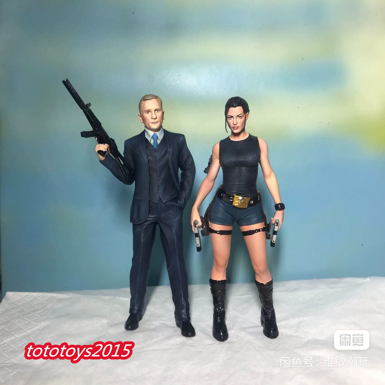 2pcs 1/18 Angelina Jolie &James Bond Miniture 4”Figure Doll Fit Cars Vehicles