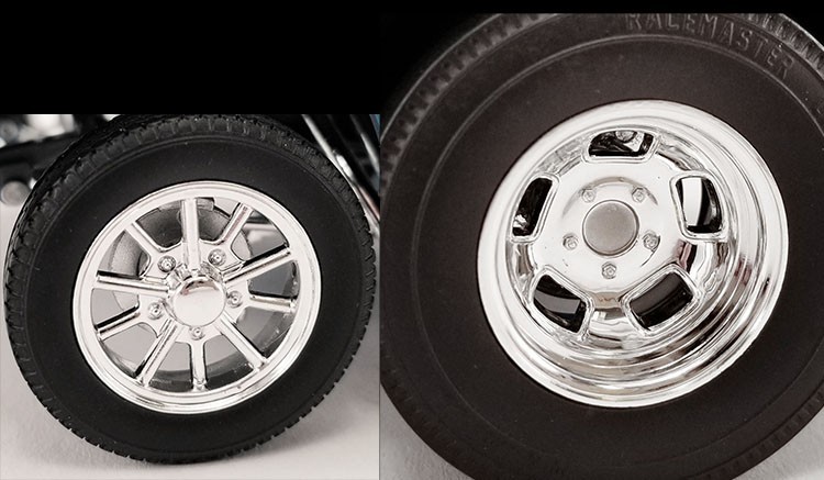 DRAG RACING 1:18 CHROME WHEEL AND TIRE SLICKS SET ACME A1800935W VINTAGE RACE