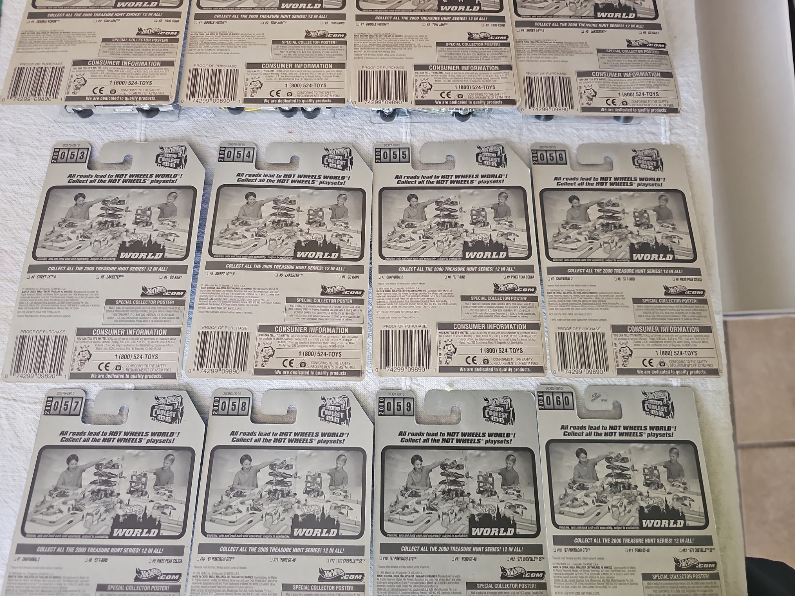 2000 Hot Wheels Treasure Hunt Series Complete Mint Set Cars #1 Thru #12.