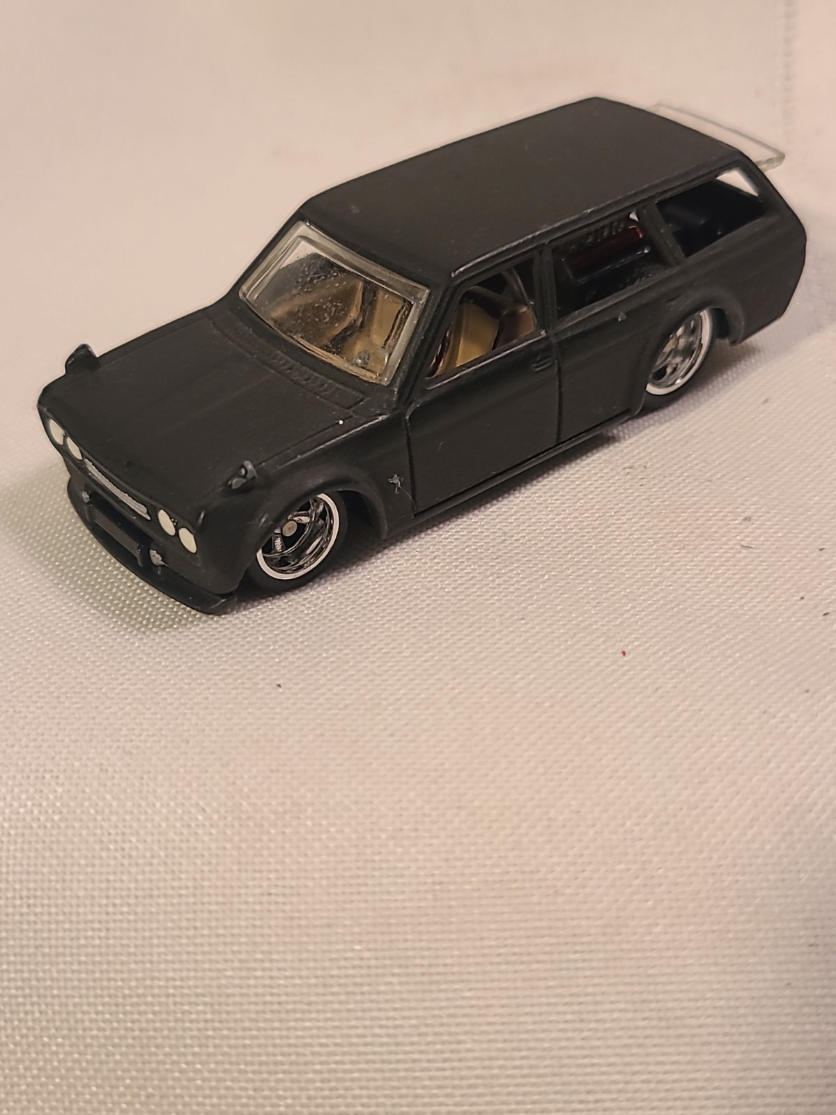 Hot Wheels 71 Datsun 510 Wagon Hot Rod Black FULL CUSTOM RR TIRES Rear V8
