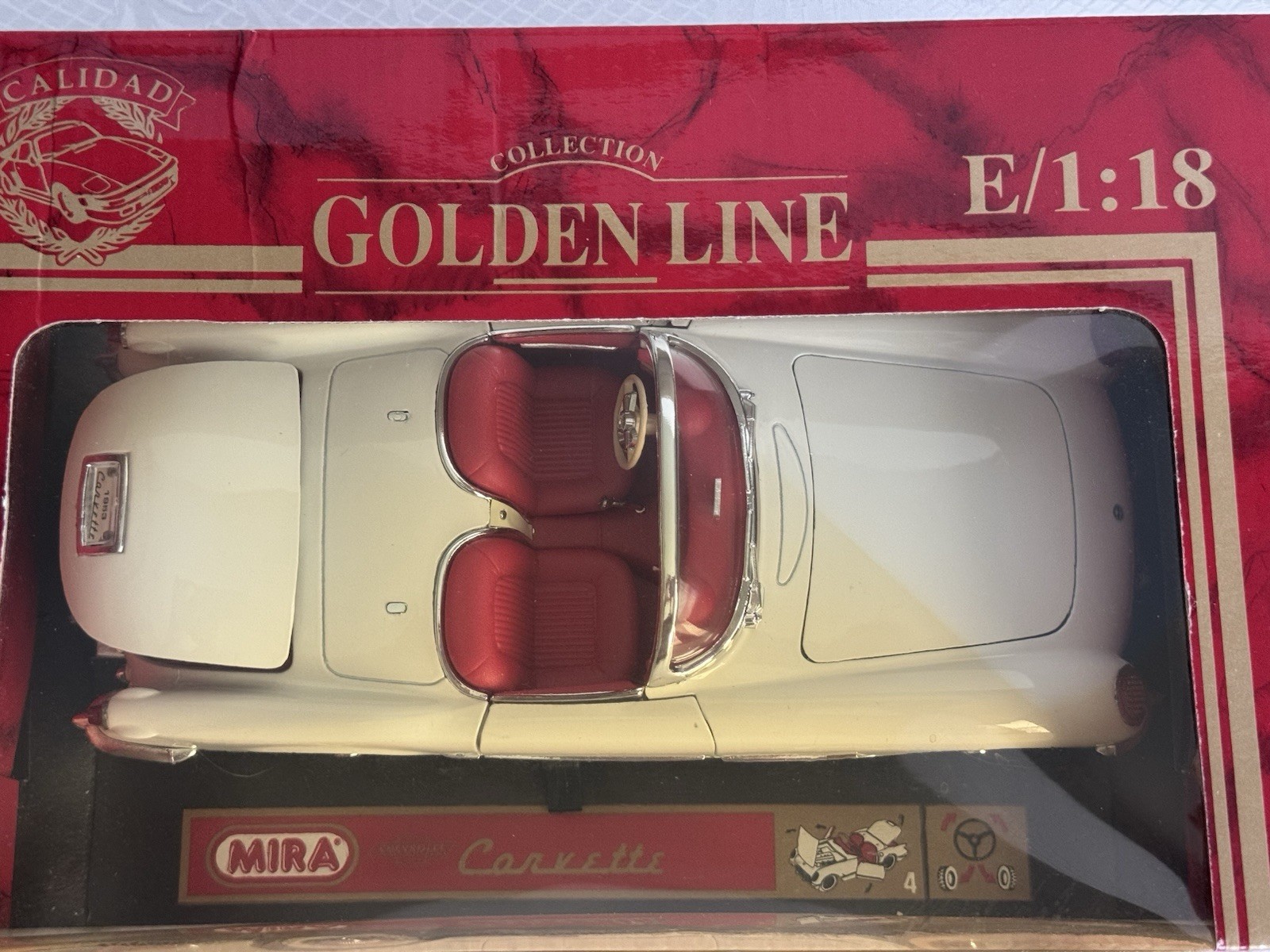 MIRA GOLDEN LINE 1953 CHEVROLET CORVETTE Convertible 1:18 Die-Cast Model Car-NIB