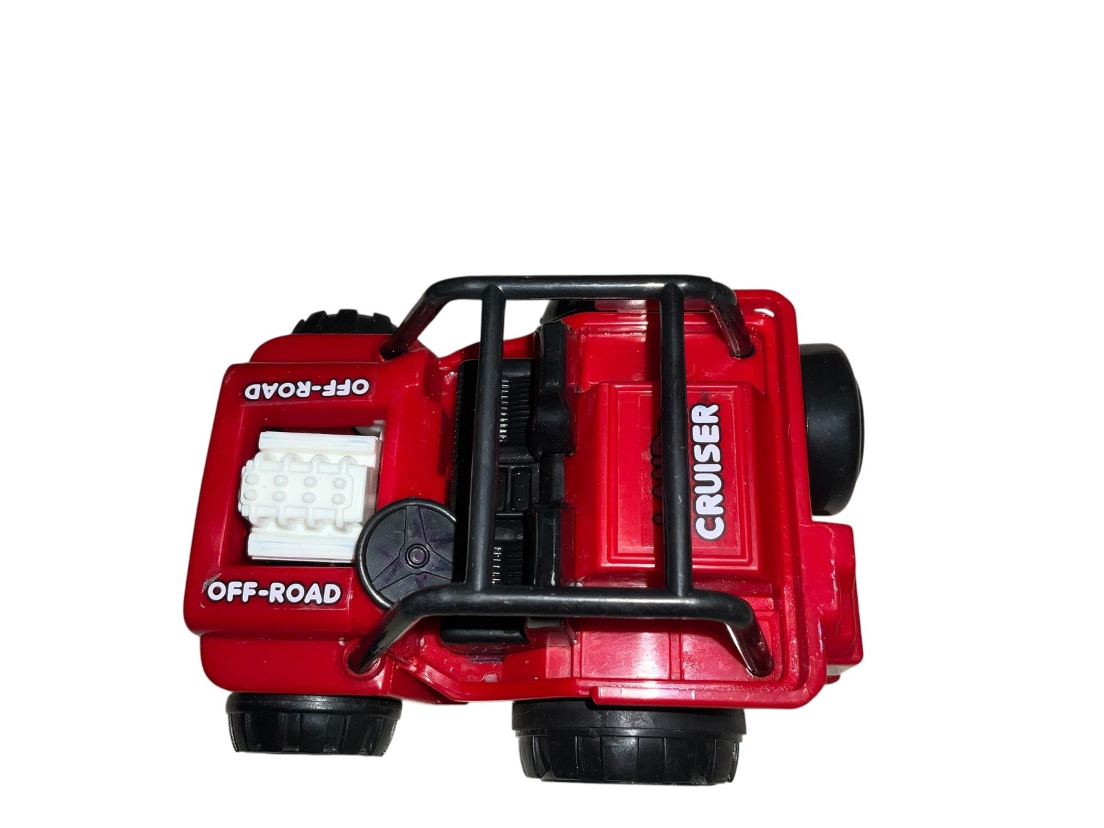 Vintage Red Toyota Land Cruiser Toy 4×4 Off-Road Truck Plastic Push Toy or Displ