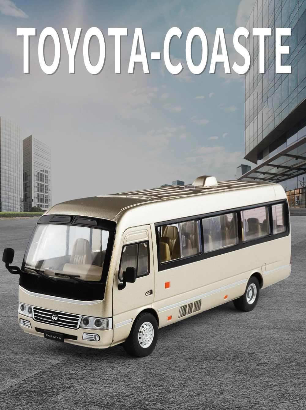 1:24 Toyota Coaster BUS Alloy Diecast Car Model Sound Light Kid’s Toy Birthday