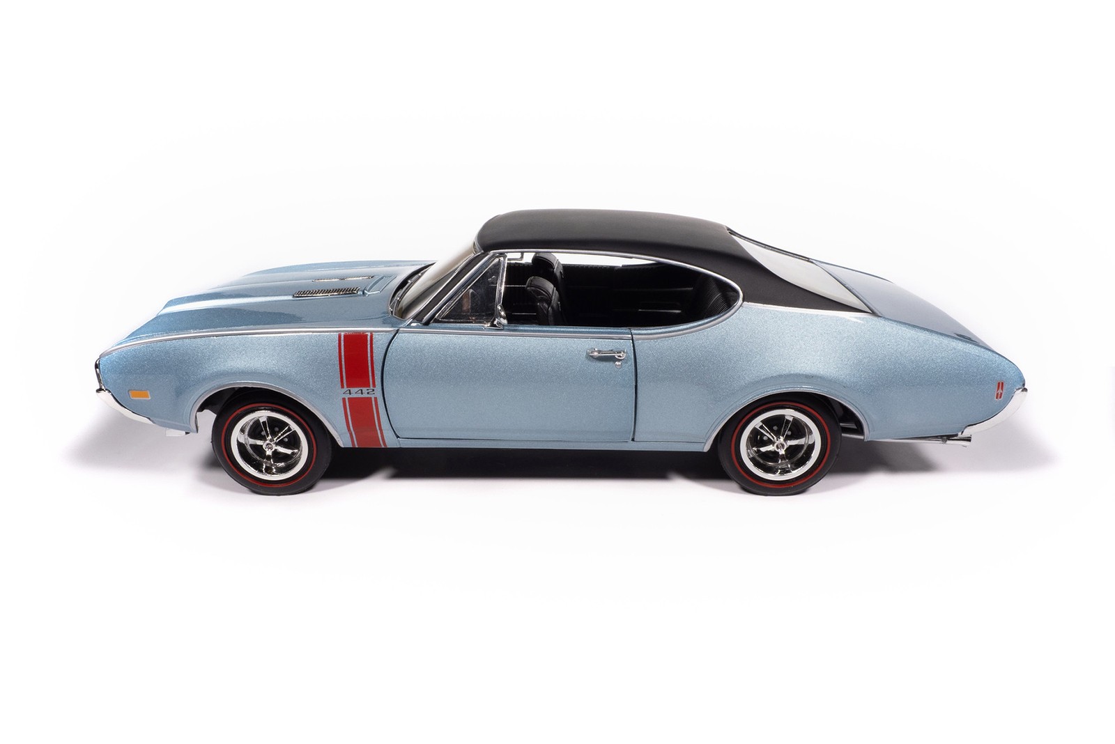 1968 OLDSMOBILE 442 W30 HOLIDAY COUPE BLUE 1/18 DIECAST CAR AUTO WORLD AMM1350