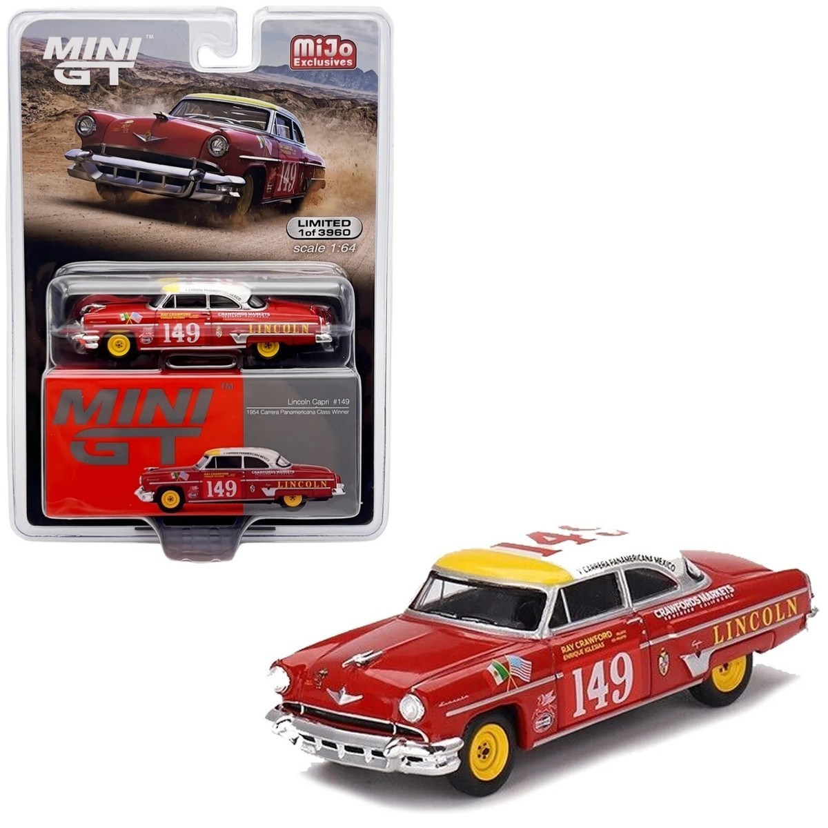 Mini GT 1/64 Lincoln Capri 1954 Carrera Panamericana Class Winner Car Model #611