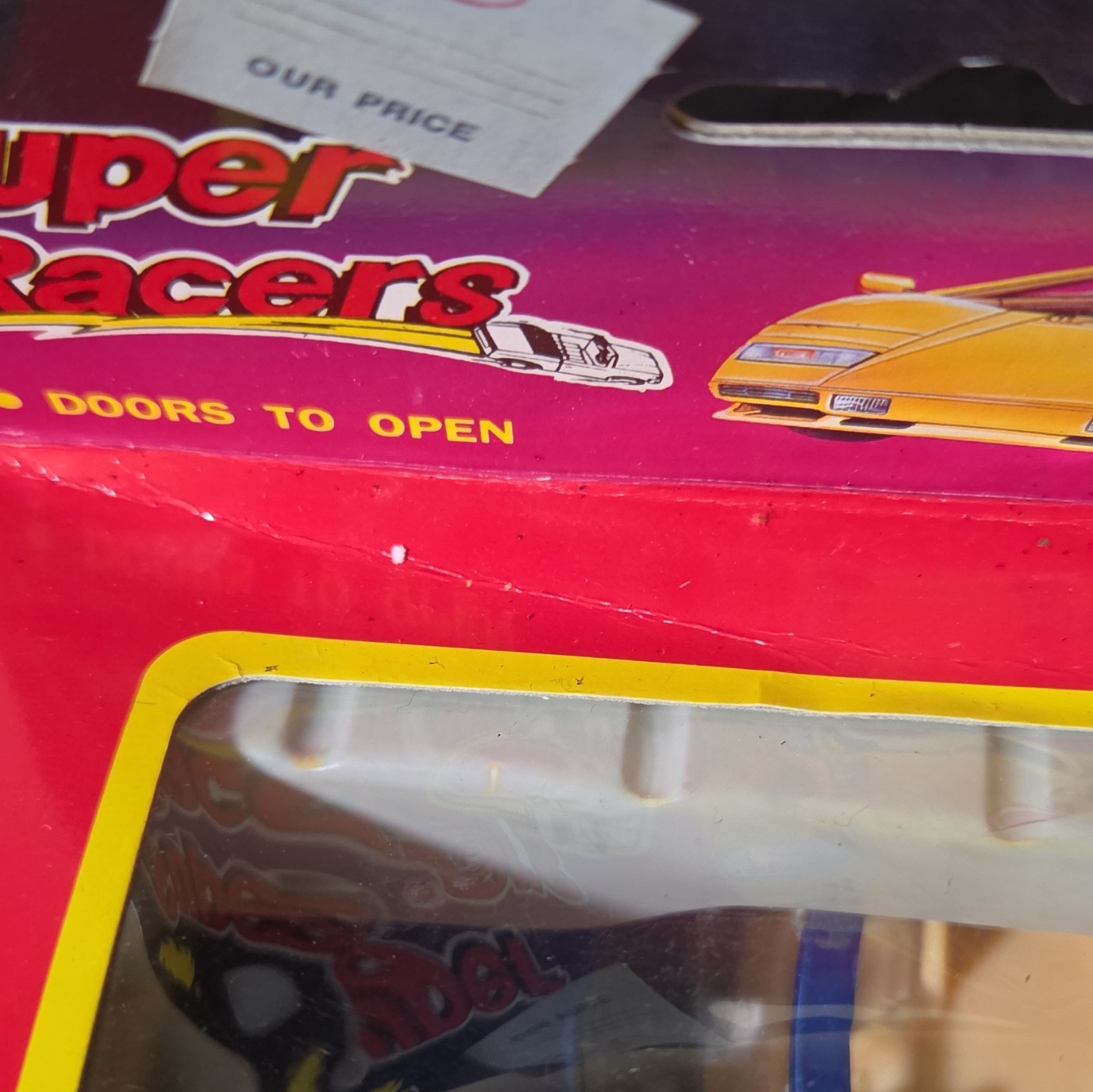 Super Racers Blue Diecast Car Pull Back Action Opening Doors