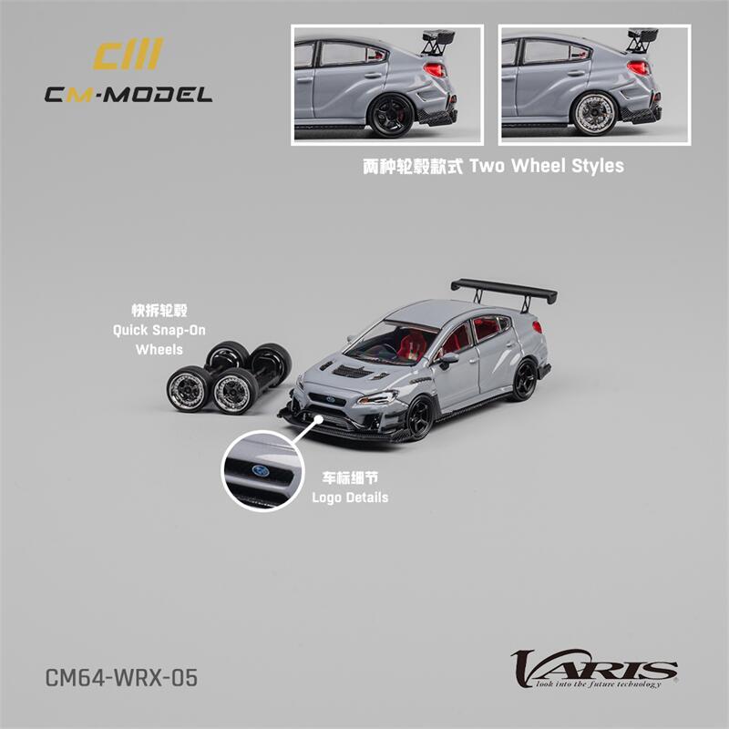 CM MODEL 1:64 STI/WRX Varis Widebody 1.0/2.0 Gray Diecast Model Car